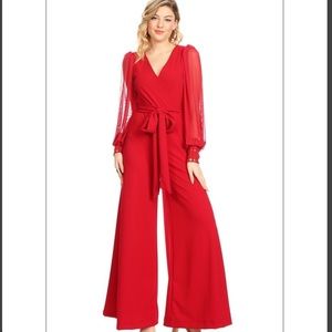 “NEW” Black/Gold Shear Sleeve V-neck Jumpsuit